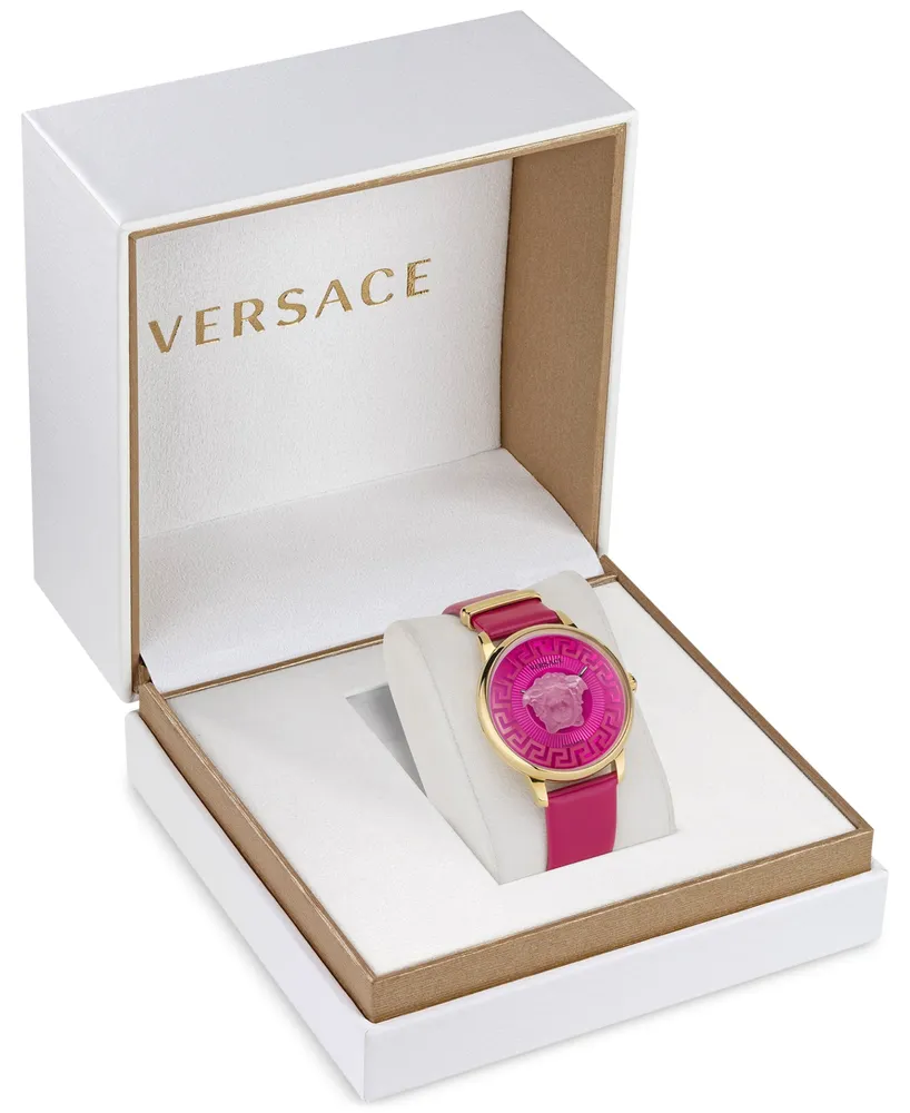 Versace Women's Swiss Medusa Alchemy Pink Leather Strap Watch 38mm