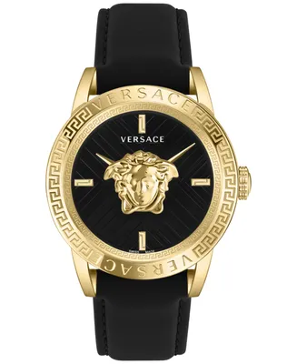 Versace Men's Swiss V-Code Black Leather Strap Watch 43mm