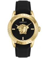 Versace Men's Swiss V-Code Black Leather Strap Watch 43mm