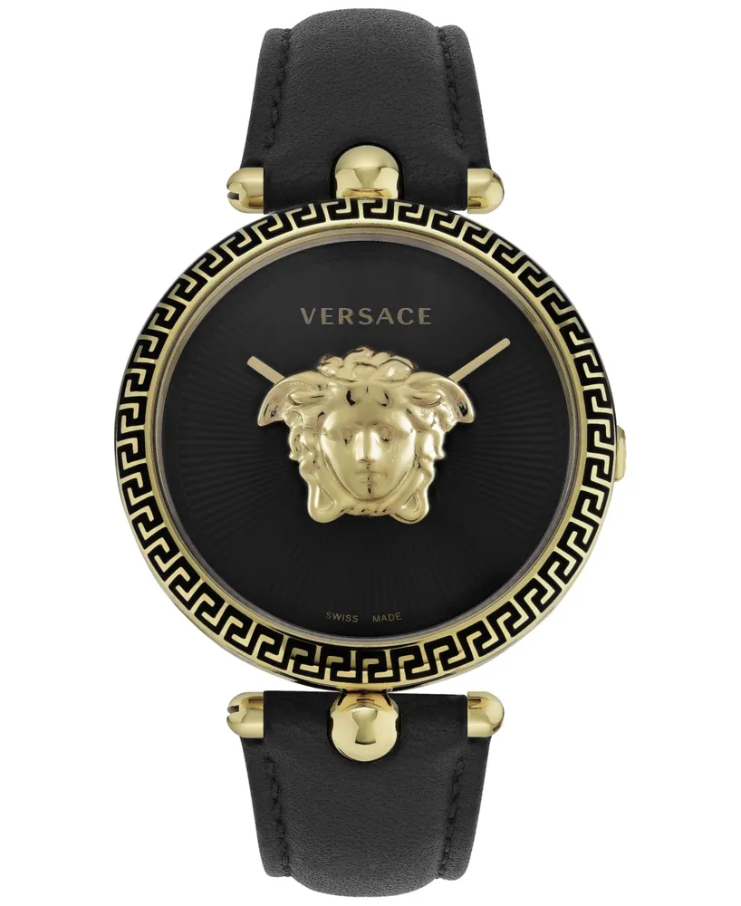 Versace Women's Palazzo Empire Black Leather Strap Watch 39mm