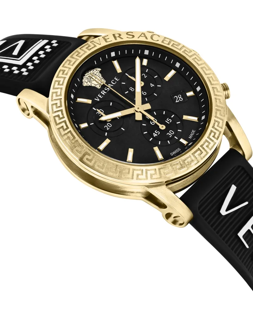 Versace Women's Swiss Chronograph Sport Tech Black Silicone Strap Watch 40mm