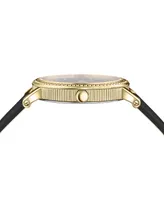 Versace Women's Swiss V-Dollar Black Leather Strap Watch 37mm