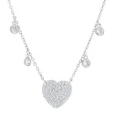 Macy's Silver Plated Brass Cubic Zirconia Pave Heart Necklace