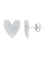 Macy's Silver Plated Brass Cubic Zirconia Heart Stud Earrings