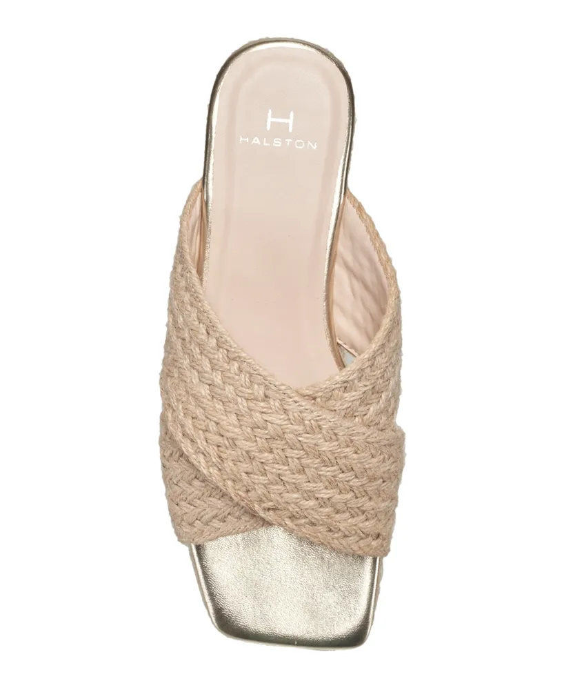 H Halston Women's Braided Slip On Wedge Sandals