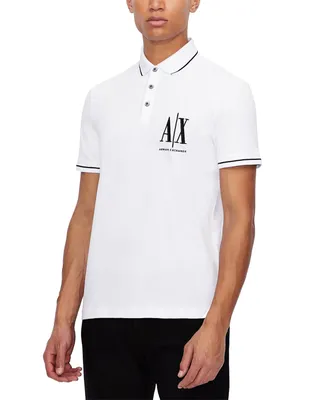 A|X Armani Exchange Men's Icon Tipped Embroidered Logo Pique Polo Shirt