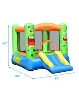 Costway Kids Playing Inflatable Bounce House Jumping Castle Game Fun Slider 480W Blower