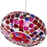 Sunnydaze Decor Glass Crimson Mosaic Fly-Through Hanging Bird Feeder - 6 in