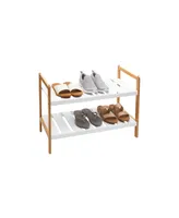Organize it All 2 Pack Sonora Bamboo 2 Tier Stackable Shoe Rack