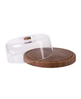 Luxe Party Mahogany Collection Cake Serving Tray with Cover