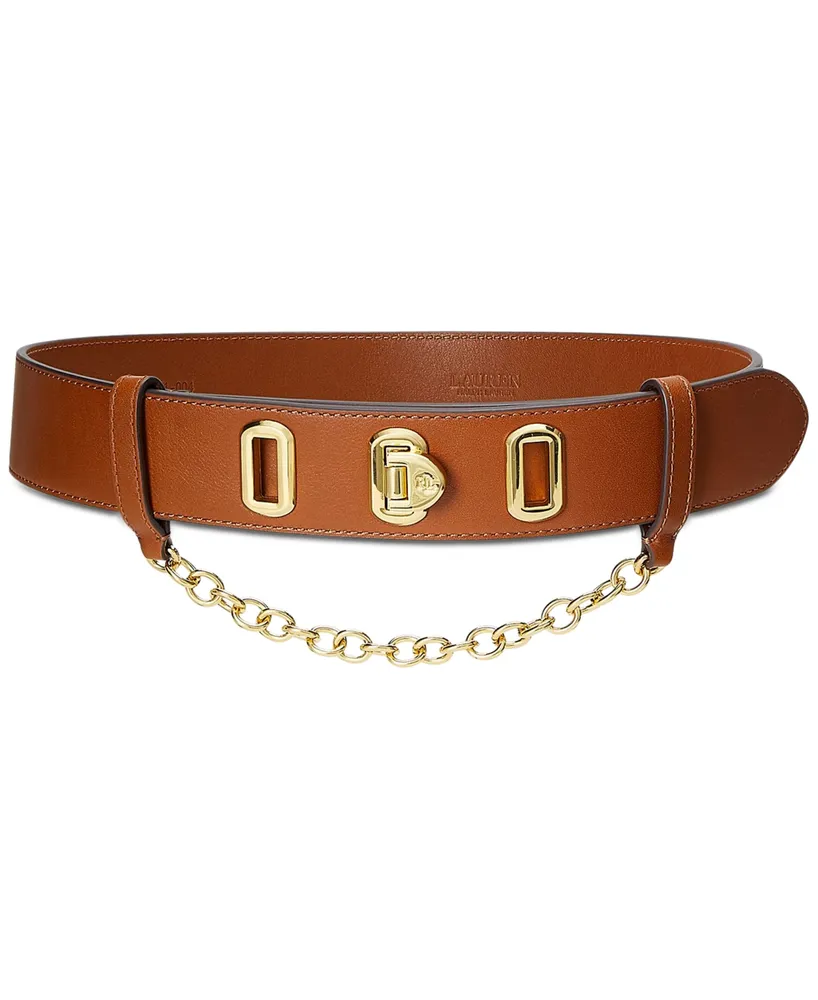 Lauren Ralph Women's Leather Flip Lock Belt