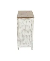 Luxen Home Distressed Floral 15.4" Medium Density Fiberboard, Wood 2-Door Storage Cabinet