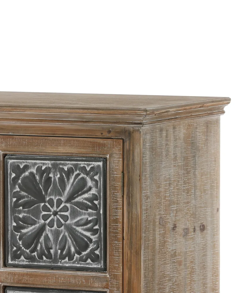 Luxen Home Farmhouse 15.35" Medium Density Fiberboard, Wood and Iron 2-Drawer 2-Door Storage Cabinet