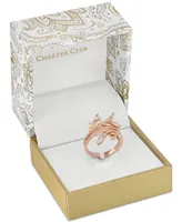 Charter Club Rose Gold-Tone Crystal Flower Sprig Ring, Created for Macy's