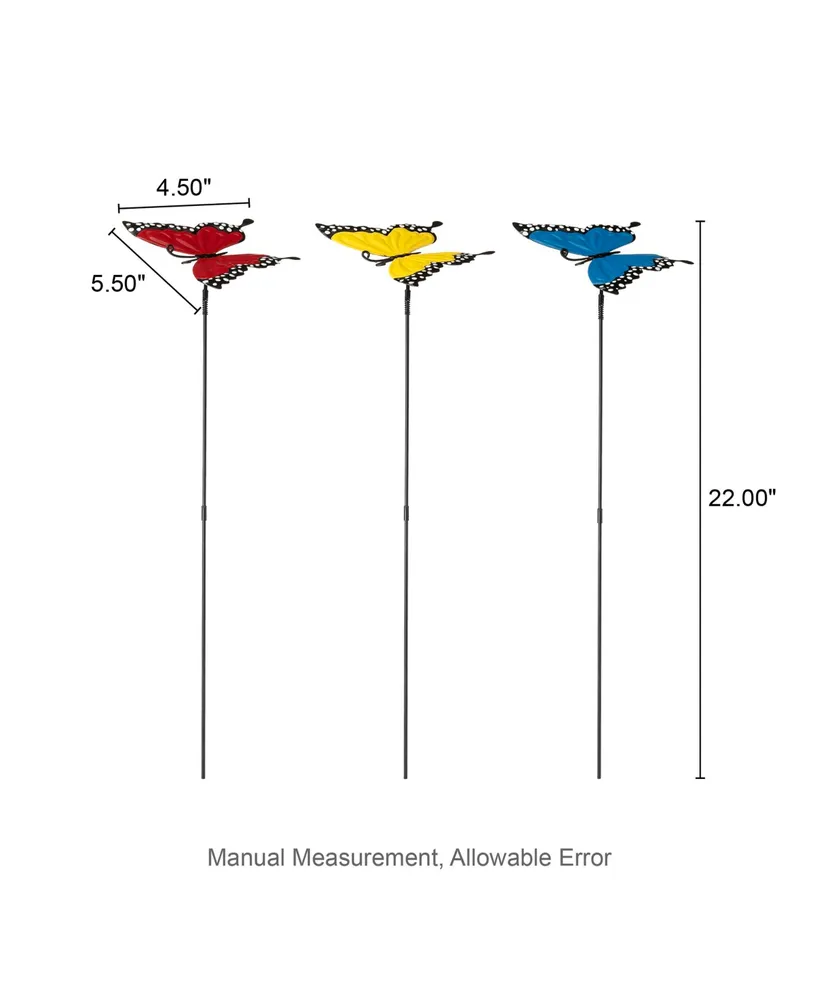 Glitzhome 22" H Metal Butterfly Pick Set, 3 Piece
