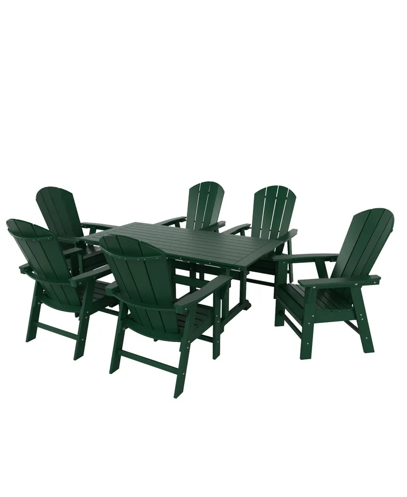 7 Piece Outdoor Patio Dining Table and Adirondack Armchair Set