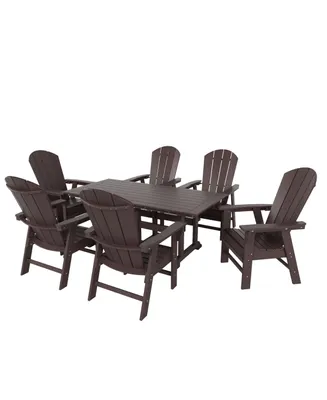 WestinTrends 7 Piece Outdoor Patio Dining Table and Adirondack Armchair Set