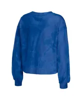 Women's Wear by Erin Andrews Blue St. Louis Blues Tie-Dye Cropped Pullover Sweatshirt and Shorts Lounge Set