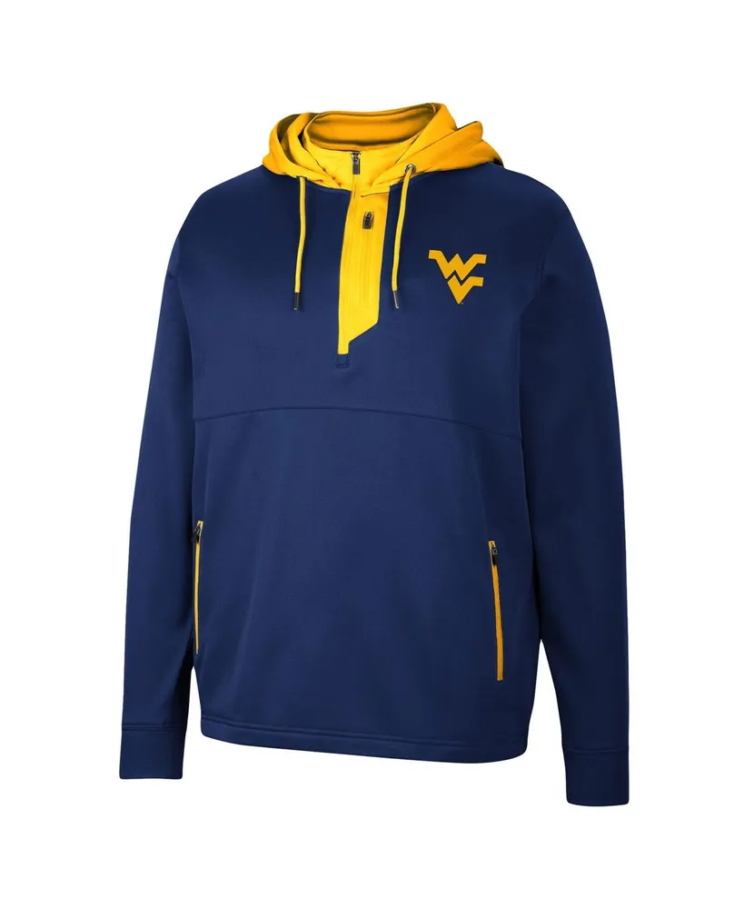 Men's Colosseum Navy West Virginia Mountaineers Luge 3.0 Quarter-Zip Hoodie