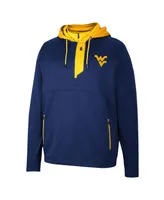 Men's Colosseum Navy West Virginia Mountaineers Luge 3.0 Quarter-Zip Hoodie