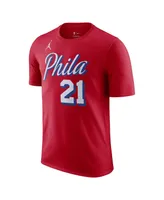 Men's Jordan Joel Embiid Red Philadelphia 76ers 2022/23 Statement Edition Name and Number T-shirt