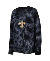 Women's Msx by Michael Strahan Black New Orleans Saints Bailey Tie-Dye Tri-Blend Pullover Sweatshirt