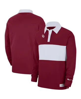 Men's Nike Crimson Oklahoma Sooners Striped Long Sleeve Polo Shirt
