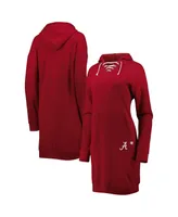 Women's Touch Crimson Alabama Crimson Tide Quick Pass Lace-Up V-Neck Hoodie Dress