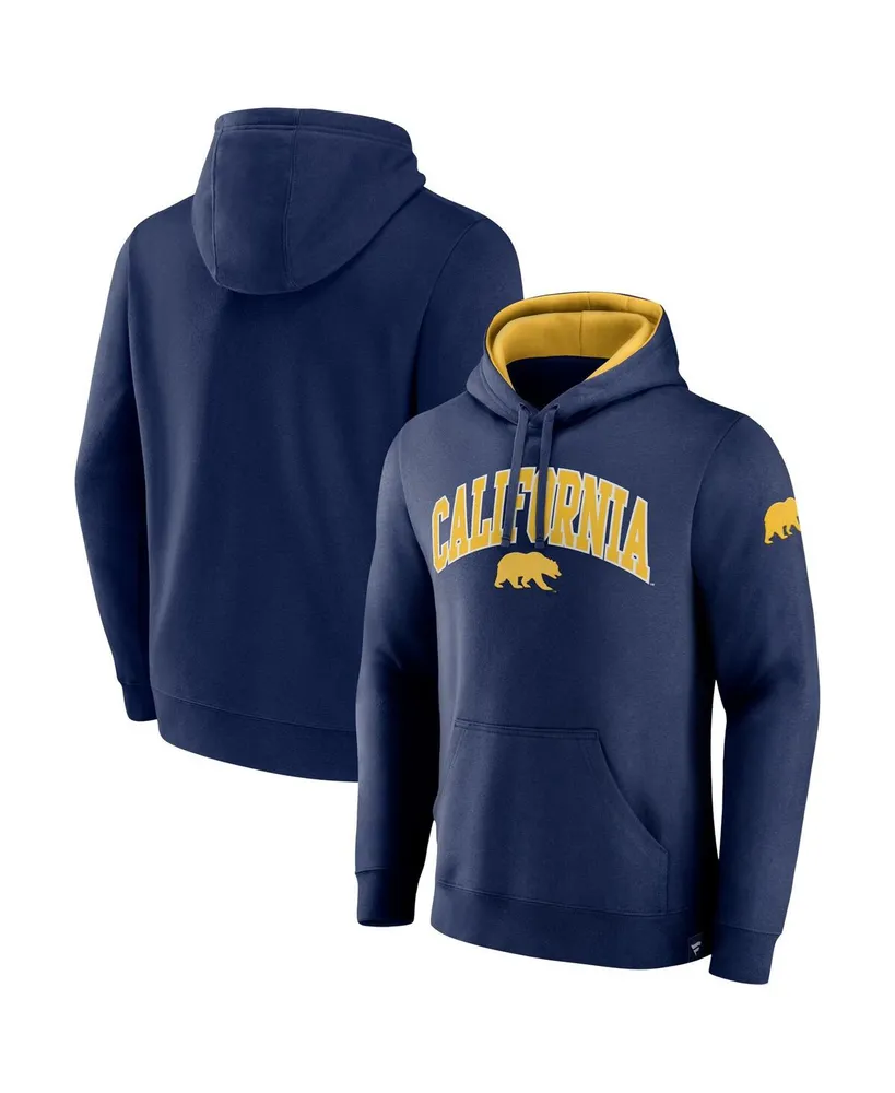 Men's Fanatics Navy Cal Bears Arch and Logo Tackle Twill Pullover Hoodie