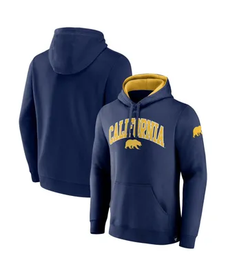 Men's Fanatics Navy Cal Bears Arch and Logo Tackle Twill Pullover Hoodie