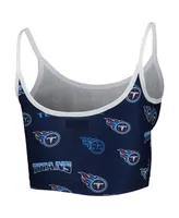 Women's Concepts Sport Navy, White Tennessee Titans Breakthrough Allover Knit Sports Bra