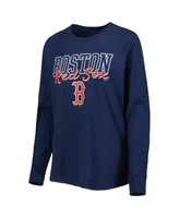 Women's Concepts Sport Heather Navy Boston Red Sox Meter Knit Raglan Long Sleeve T-shirt and Shorts Sleep Set