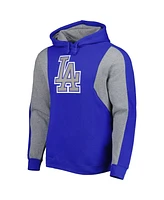 Men's Mitchell & Ness Royal, Heather Gray Los Angeles Dodgers Colorblocked Fleece Pullover Hoodie