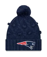 Big Girls New Era Navy New England Patriots Toasty Cuffed Knit Hat with Pom