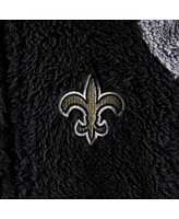 Newborn and Infant Boys Girls Black, Gray New Orleans Saints Game Nap Teddy Fleece Bunting Full-Zip Sleeper