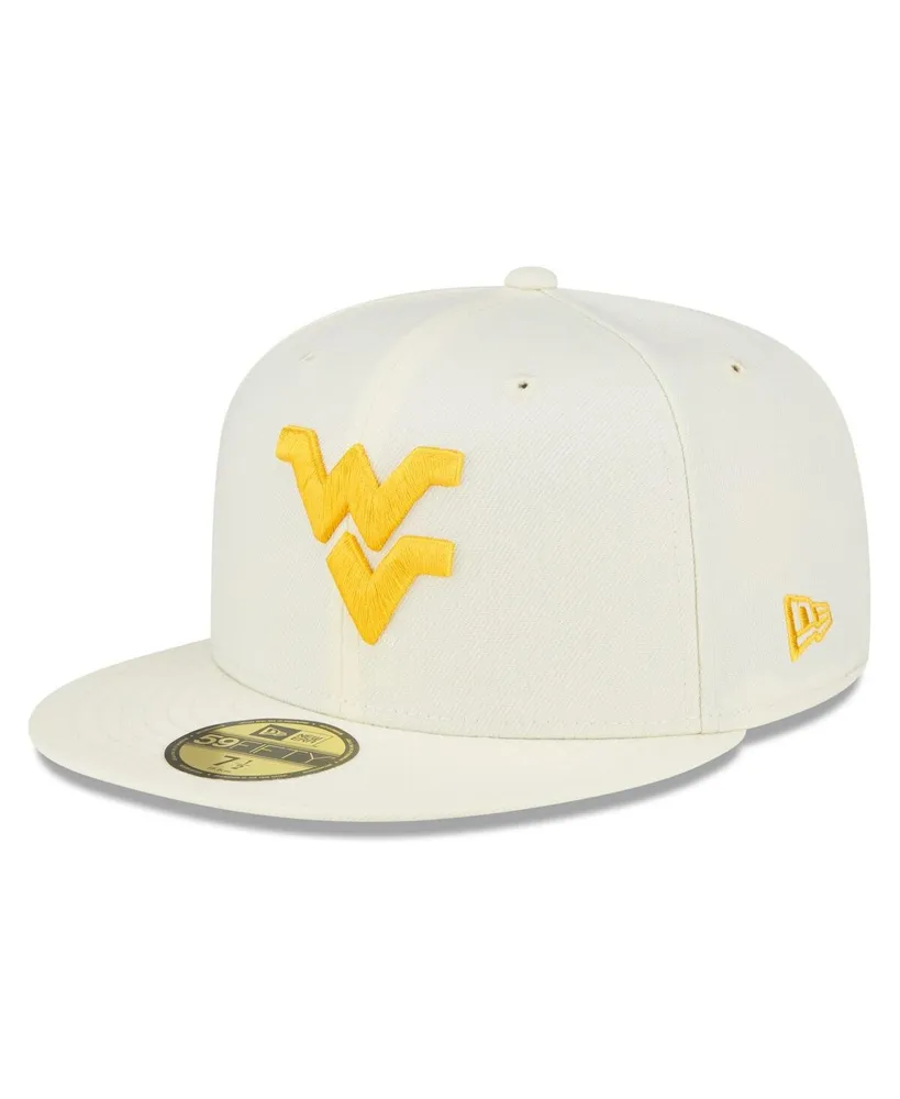 Men's New Era White West Virginia Mountaineers Chrome Color Dim 59FIFTY Fitted Hat