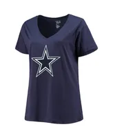 Women's Fanatics Dak Prescott Navy Dallas Cowboys Plus Name and Number V-Neck T-shirt
