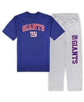 Men's Concepts Sport Royal, Heather Gray New York Giants Big and Tall T-shirt and Pajama Pants Sleep Set