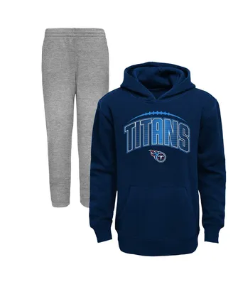 Toddler Boys Navy, Heather Gray Tennessee Titans Double-Up Pullover Hoodie and Pants Set