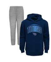 Toddler Boys Navy, Heather Gray Tennessee Titans Double-Up Pullover Hoodie and Pants Set