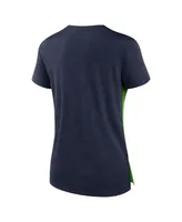 Women's Nike Neon Green, College Navy Seattle Seahawks Impact Exceed Performance Notch Neck T-shirt