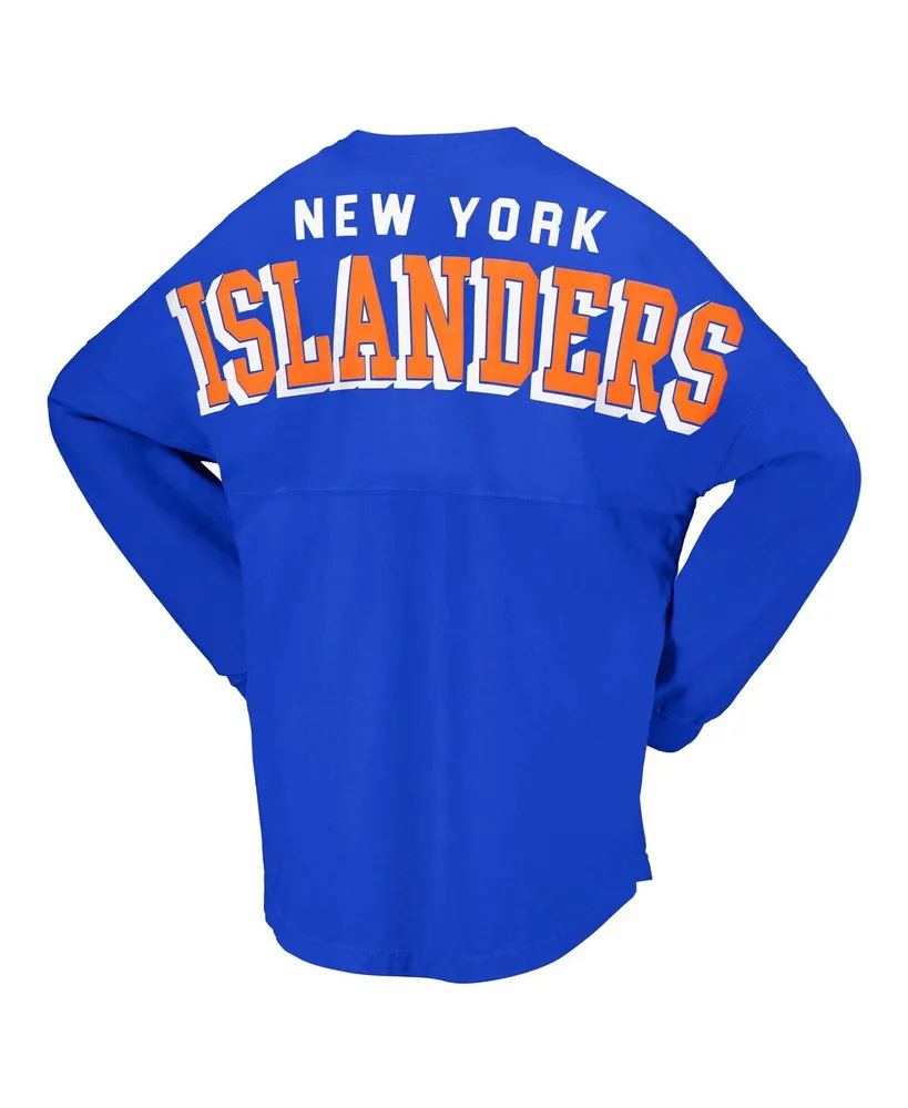 Women's Fanatics Royal New York Islanders Spirit Lace-Up V-Neck Long Sleeve Jersey T-shirt