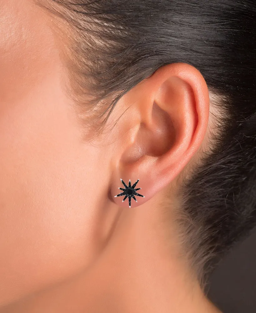 Black Spinel Starburst Stud Earrings (1-1/3 ct. t.w.) in Sterling Silver