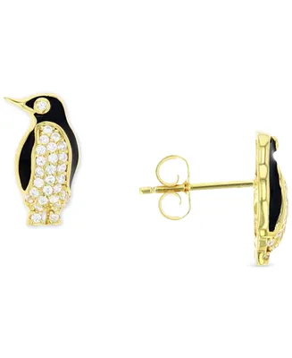Cubic Zirconia Pave Penguin Stud Earrings