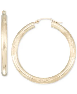 Diamond Cut Hoop Earrings in 10k Yellow Gold