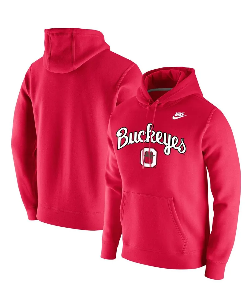 Men's Nike Scarlet Ohio State Buckeyes Script Vintage-Like School Logo Pullover Hoodie