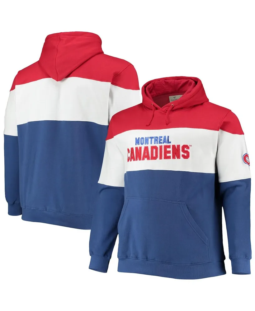 Men's Fanatics Red, Blue Montreal Canadiens Big and Tall Colorblock Fleece Hoodie