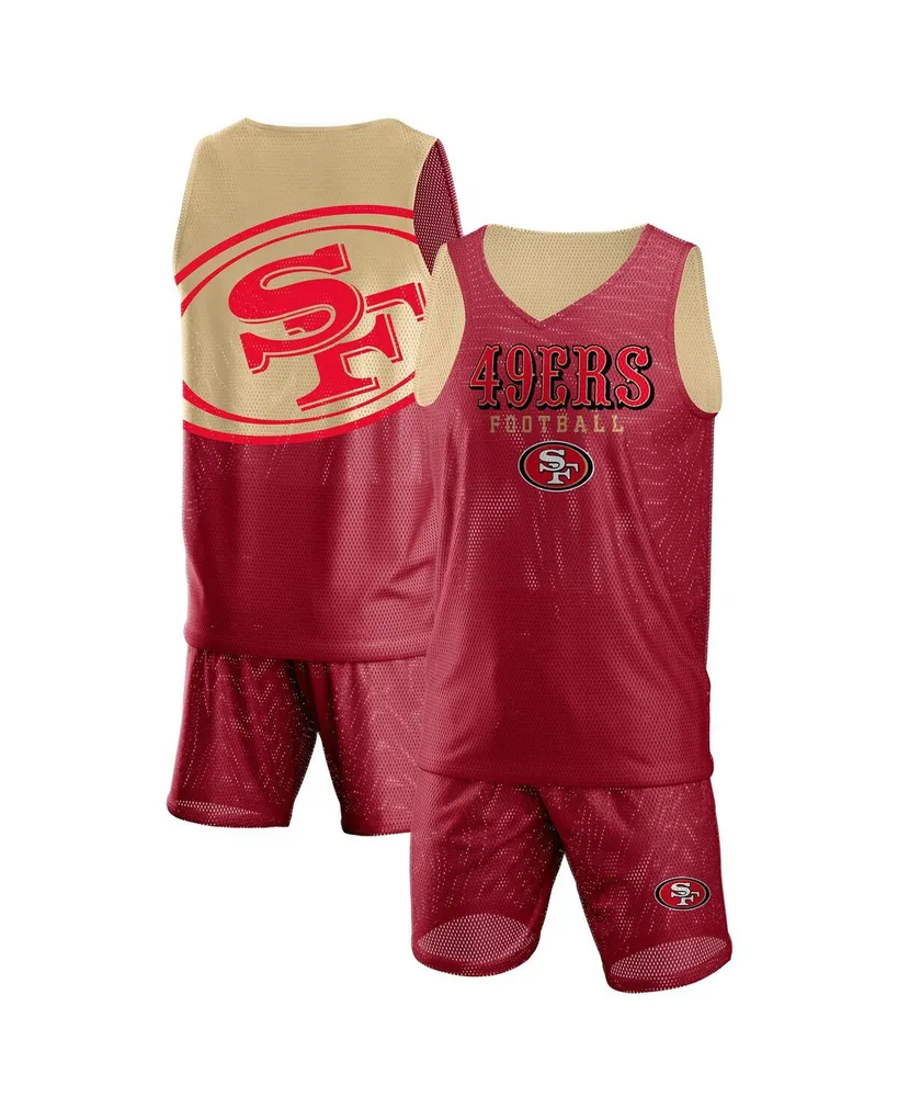 Men's Foco Scarlet San Francisco 49Ers Colorblock Mesh V-Neck and Shorts Set