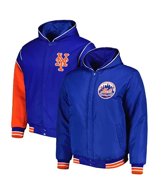 Men's Jh Design Royal New York Mets Reversible Fleece Full-Snap Hoodie Jacket