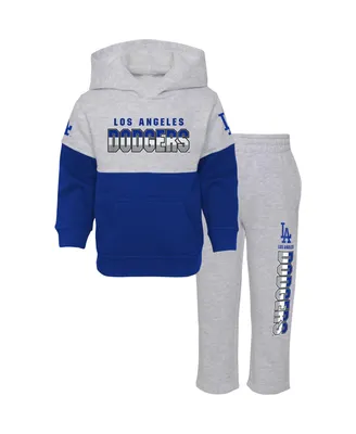 Infant Boys and Girls Royal, Heather Gray Los Angeles Dodgers Playmaker Pullover Hoodie Pants Set